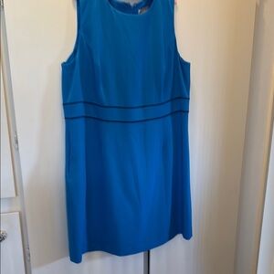 Kasper Blue Crew Neck Sheath Cocktail Dress